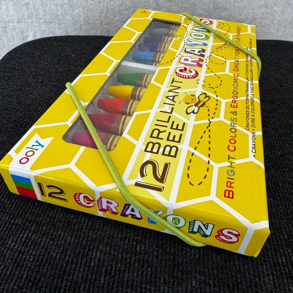 Brilliant Bee 12 Count Triangular Beeswax Crayons Ergonomic Non-Toxic Set Ooly